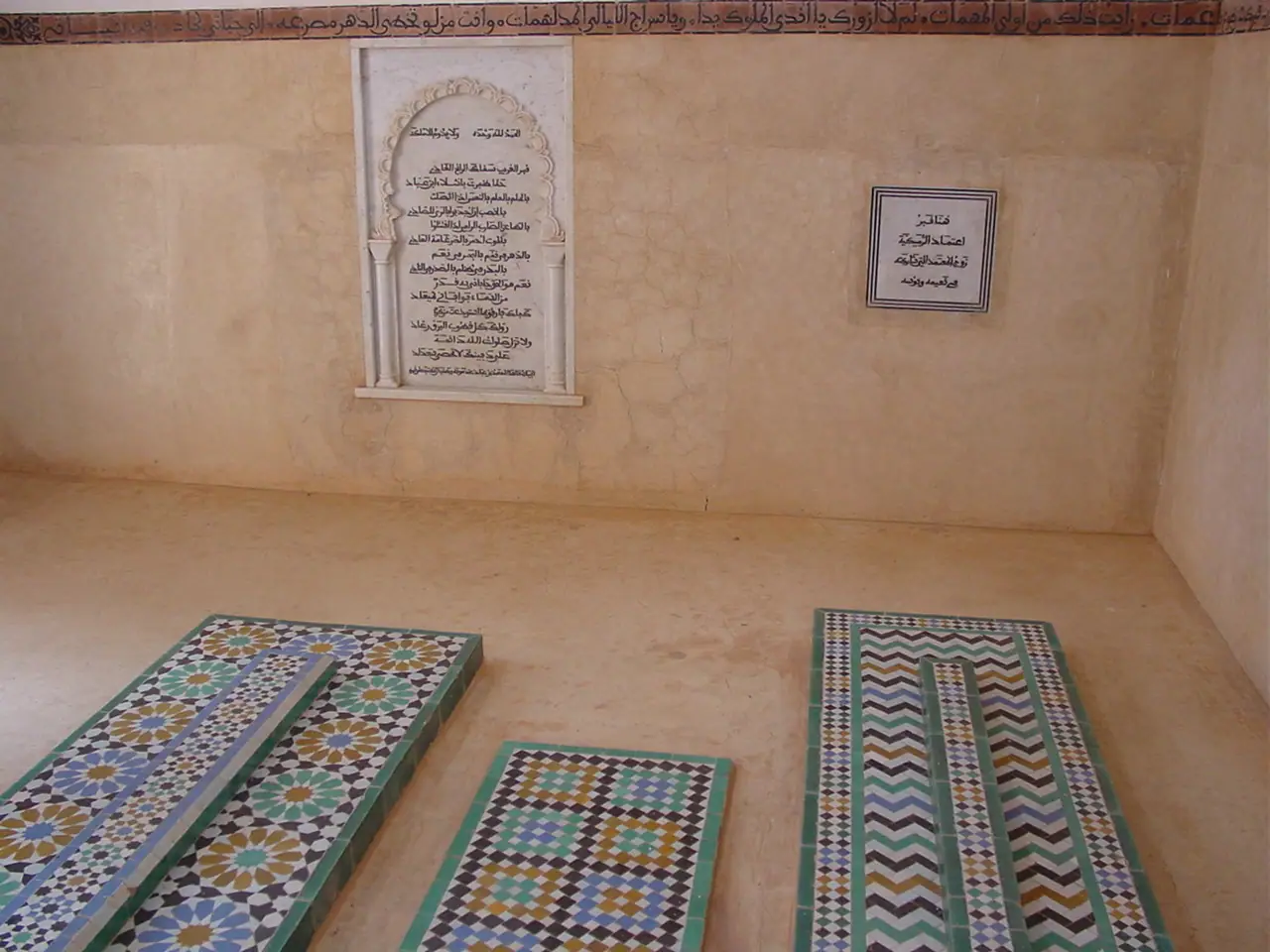 The zellige-covered tombs of al-Muʿtamid ibn ʿAbbād and his family at Aghmat.