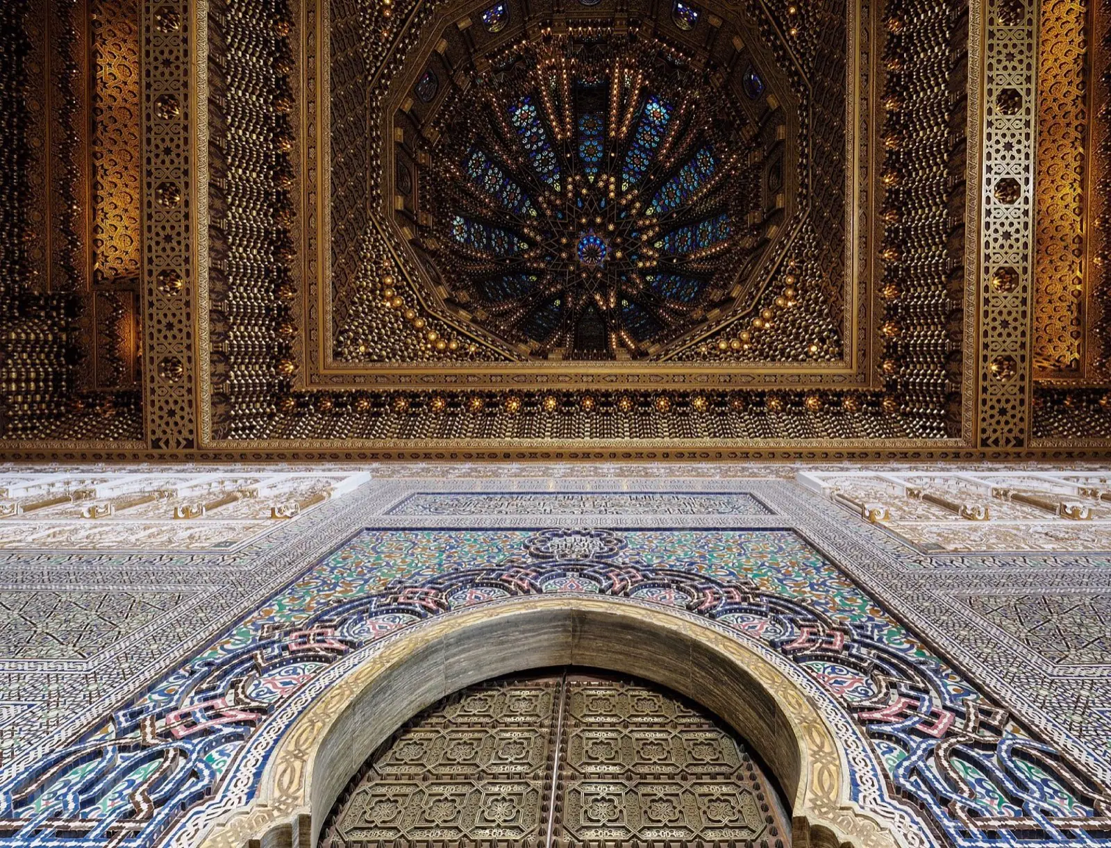 Ceiling and doorway of the Mausoleum of Mohammed V, Rabat.