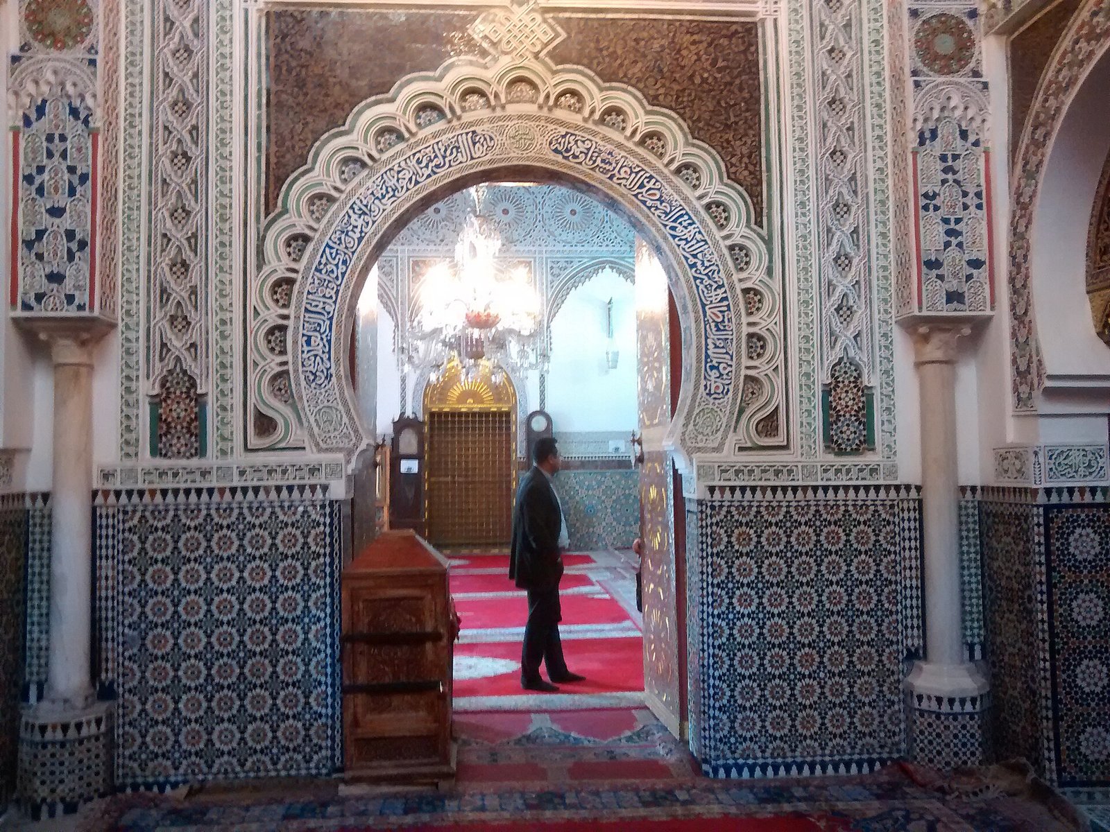 Zellij and entrance detail at the Zawiya of Moulay Idriss II in Fez